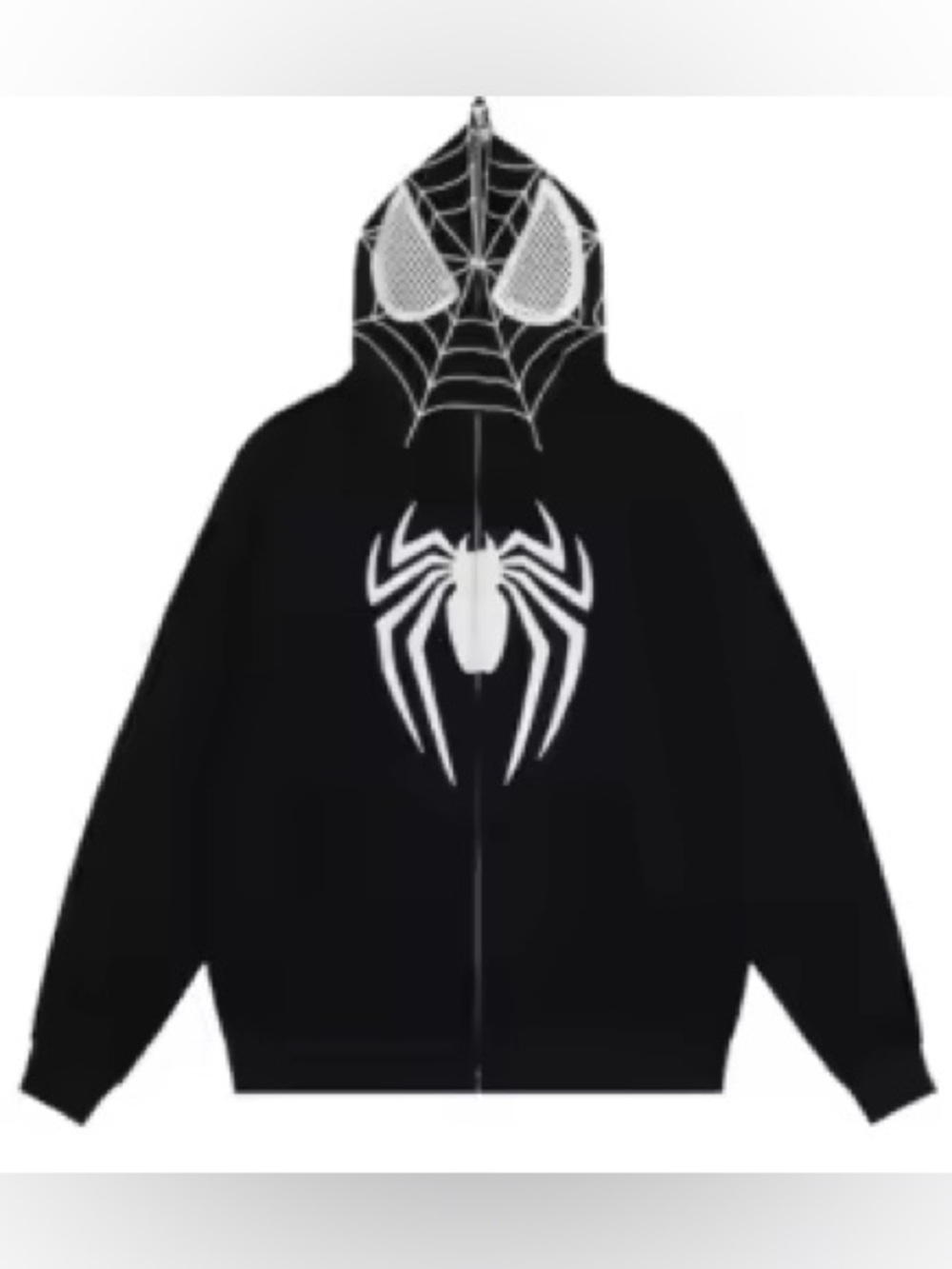 Black Spider Web Full Zip Hoodie